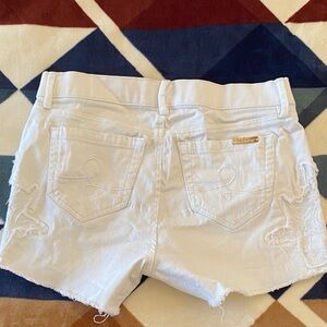 Lilly Pulitzerthe Izabela Deneim Short White Size 0 Raw Hem Embroidered